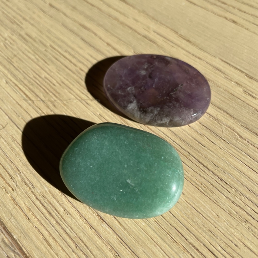 Amethyst and Aventurine Crystal Semi-Precious Gemstones (Set of 2)